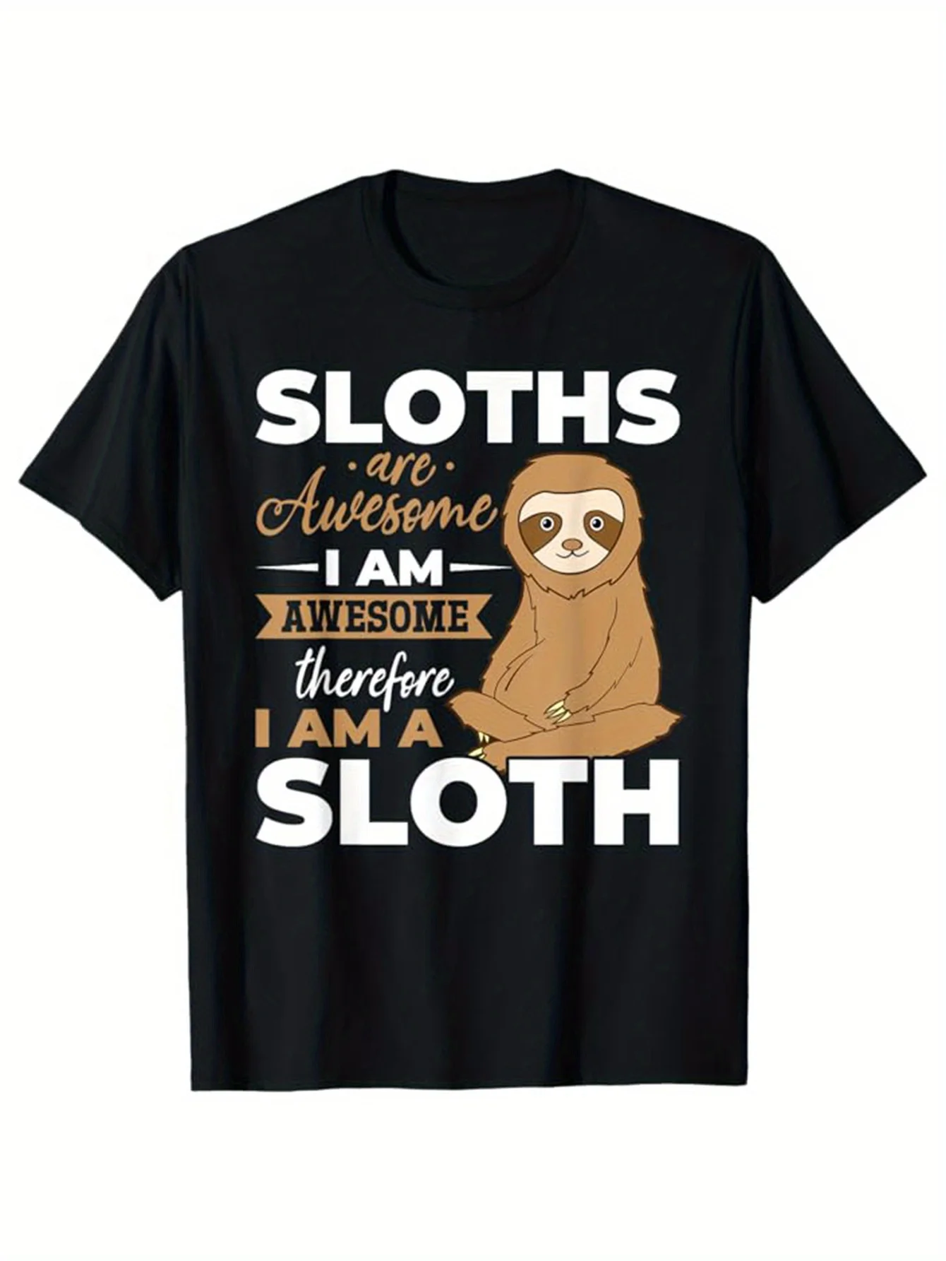 

All-Season Comfort, Men's Sloth Graphic Tee - Comfortable Cotton, Short Sleeve Crew Neck T-Shirt for Casual Attire