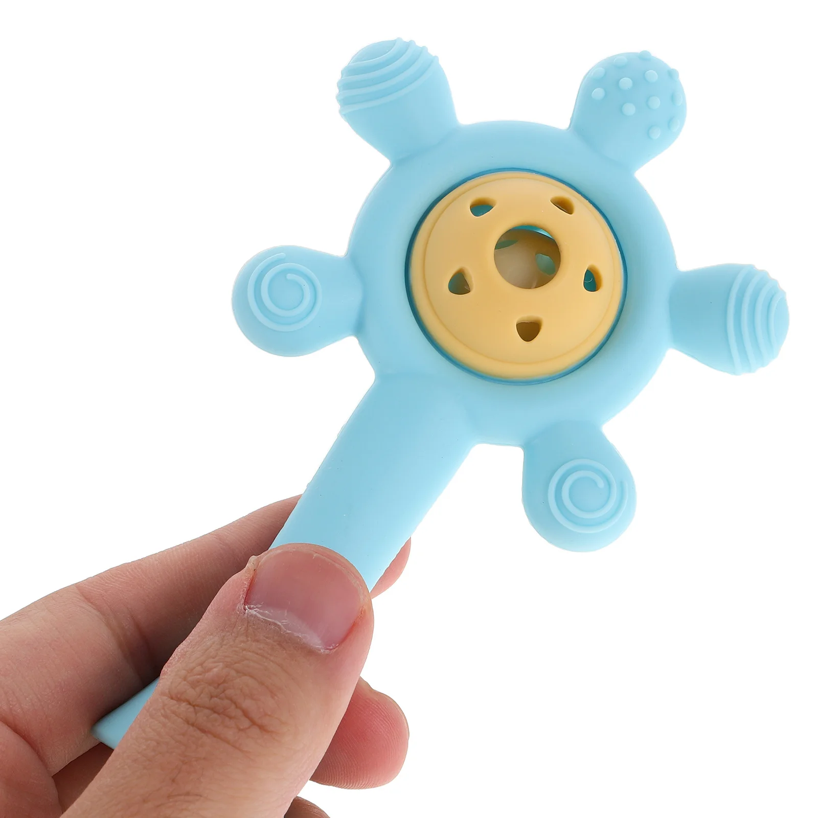 

Infant Rattle Teether Baby Teething Ring Silicone Ferris Wheel Shape Easy to Grasp Soothing Sensory Biting Ring for Newborns