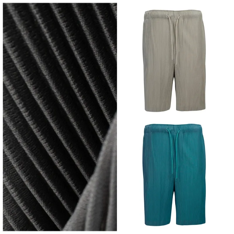 Miyake Pleated Men's Shorts Plisse 2026 Summer New Casual Pleats Five-Point Pants Plus Size High-End Thin Fold Men's Pants