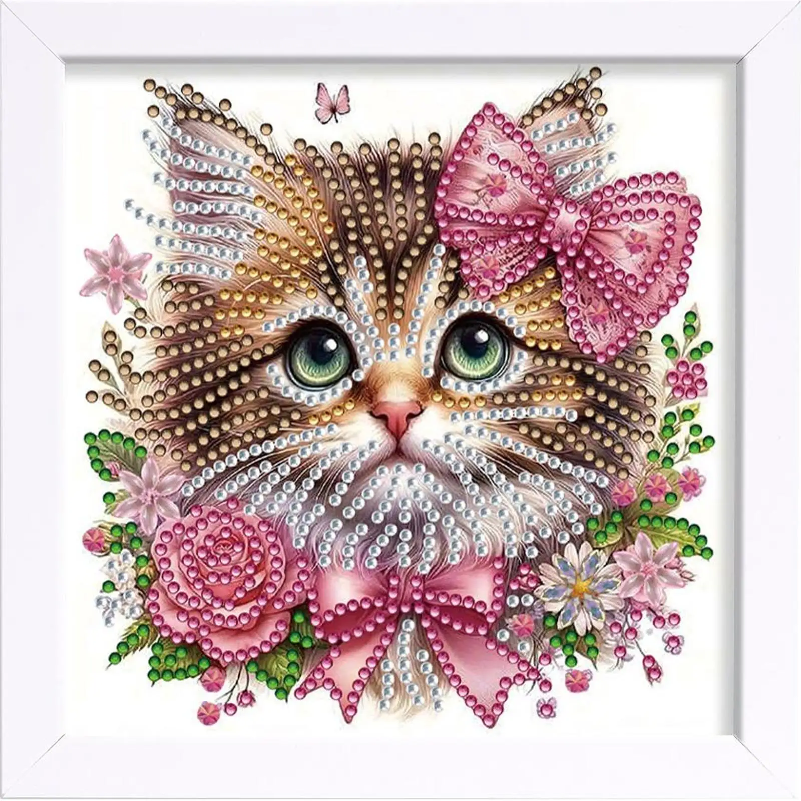 

18x18cm Cat DIY Special Shape Crystal Partial Diamond Painting Kit w Frame