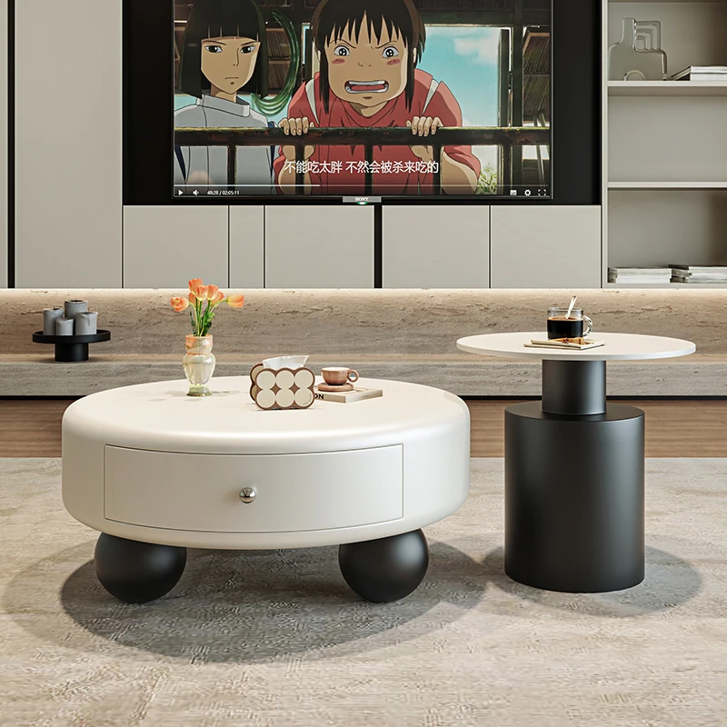 

Cream wind round coffee table household small apartment simple modern living room advanced