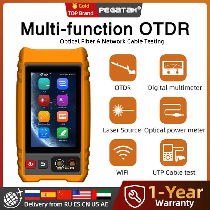 

PEGATAH 4" Screen Multi-function OTDR Tester Power Meter Red Light Source Optical Fiber Network Cable Testing 1330-1550 26/24db