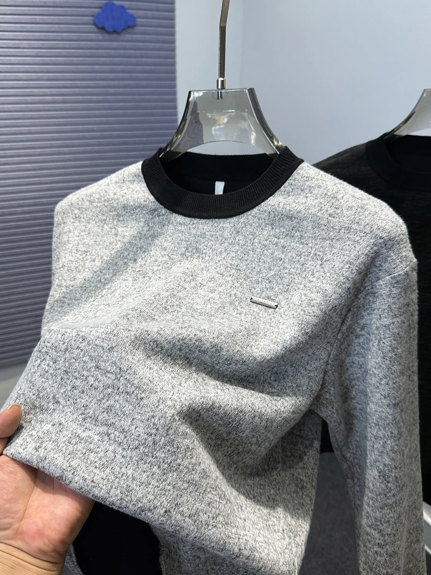 

Высококачественный вязаный мужской свитшот с цветными блоками, повседневный, осенне-зимний, с длинным рукавом, круглым вырезом, модный базовый слой, пуловер.