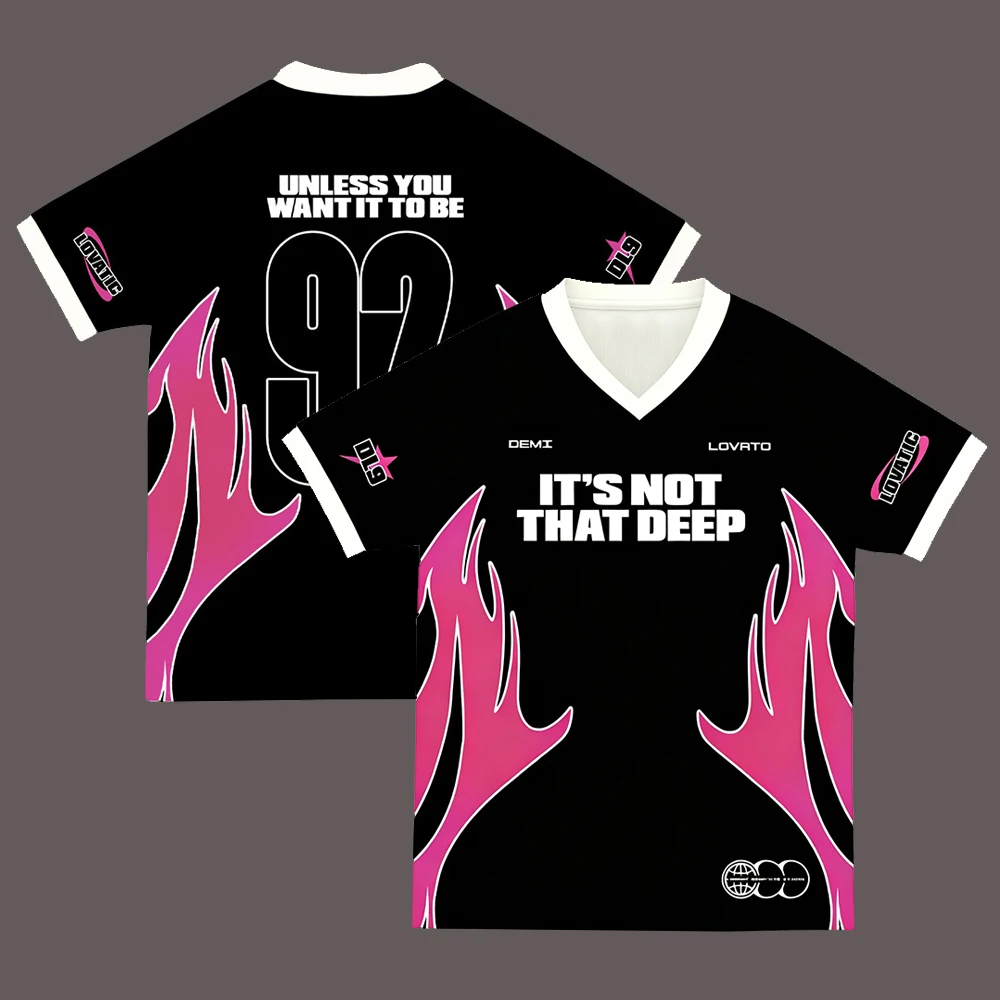 Demi Lovato Fan Übergroßes Football-Trikot für Herren und Damen mit Aufschrift „IT'S NOT THAT DEEP“, Kurzarm Y2K Streetwear Casual T-Shirt – Detail 3