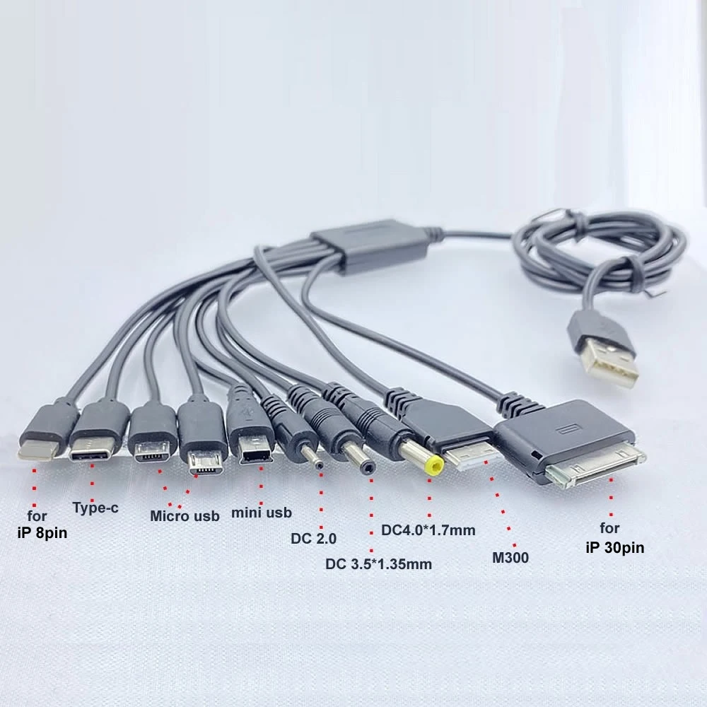 10 w 1 uniwersalny kabel USB do ładowania z wieloma telefonami komórkowymi, głośnik odtwarzacz MP3 i inne