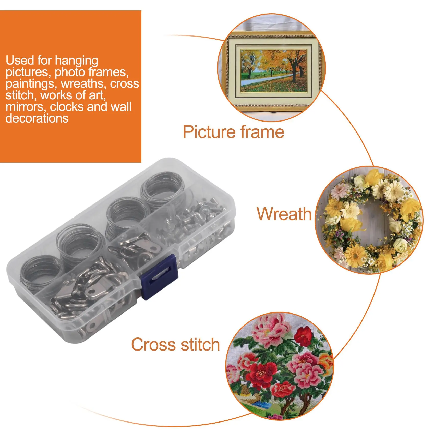 124Pcs Picture Hanging Wire Kit,Photo Frame Hanging Kit,Picture Hanging Kit with Nails for Wall MountingJAS