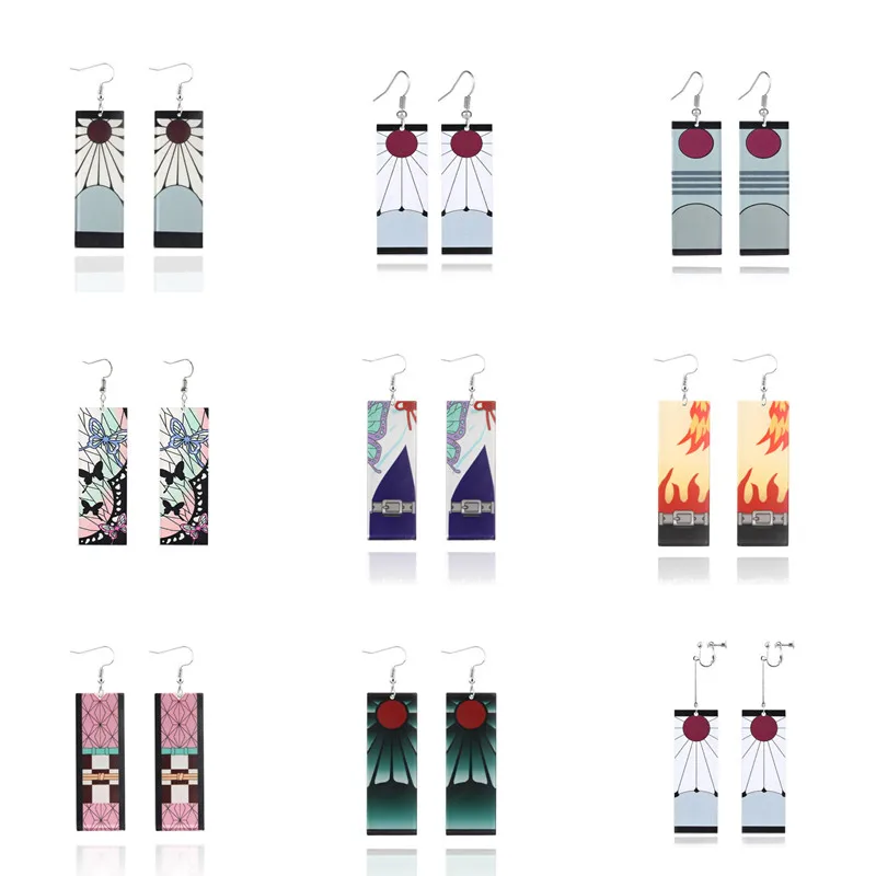 New Fashion Anime Earrings for Women Demon Slayer Kimetsu no Yaiba Blade of Ghost Earrings pendientes acrilicos novedades