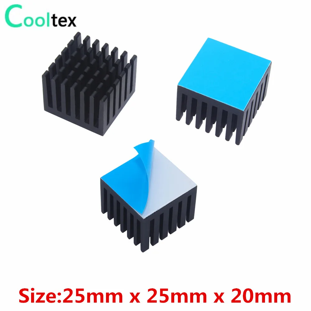 

30pcs 25x25x20mm Black Aluminum Heatsink heat sink Cooling for Electronic Chip IC MOS Raspberry pi With Thermal Conductive Tape