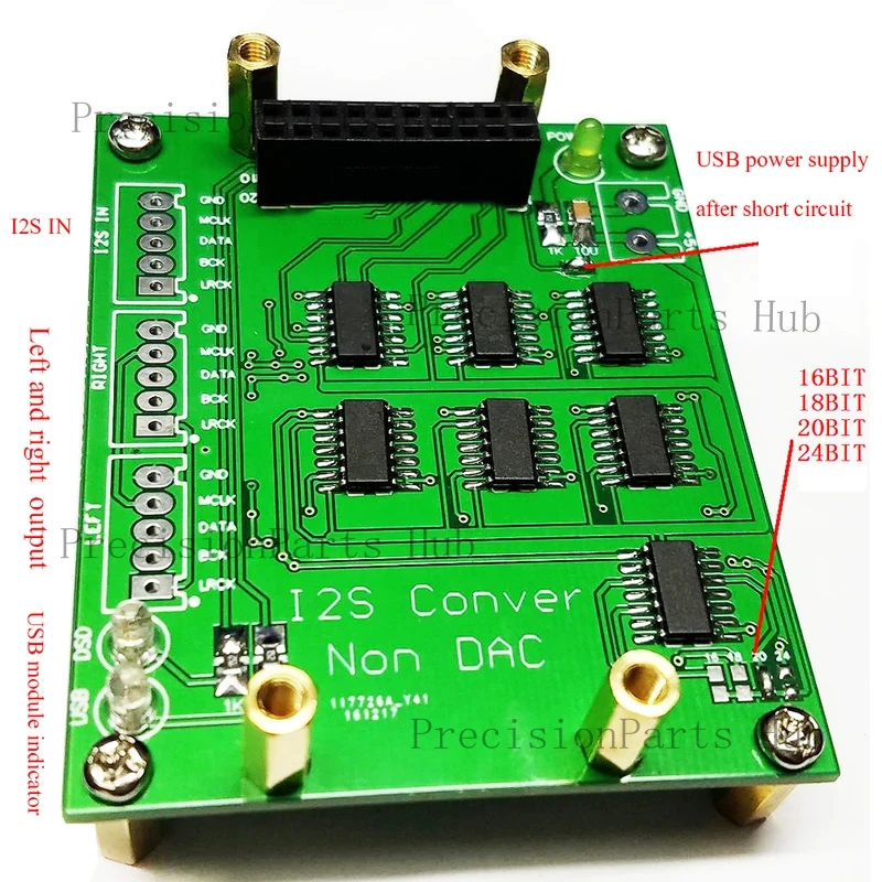 Nvarcher NOS DAC/I2S format  decoder shifter board and I2S data conversion right justified  For Xmos usb