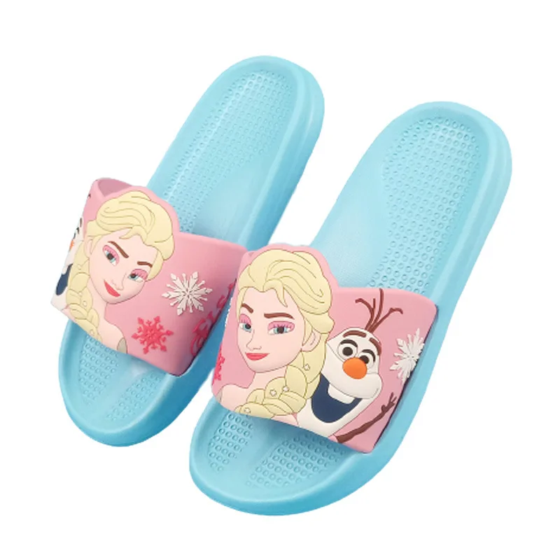 Disney Summer Sandals Slippers Women\'s Children\'s Home Frozen Princess Elsa Anti slip EVA Lightweight Pink Blue Slippers Size 23