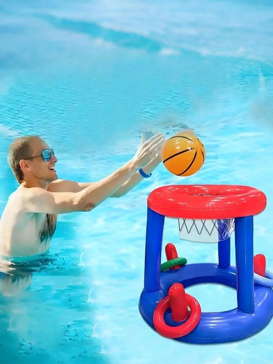 1 ensemble de basket-ball de piscine gonflable, jeux de piscine, ensemble de cerceaux de basket-ball gonflables pour fête d'été, basket-ball aquatique interactif