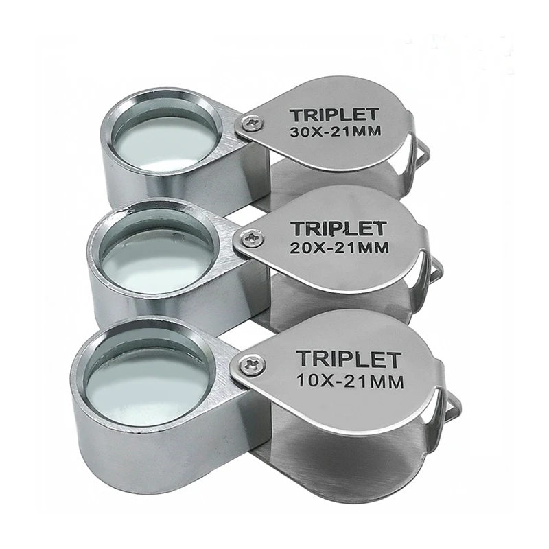 Metalen Sieraden Vergrootglas Juweliers Eye Tool Sieraden Vouwen Loupe Glass Lens Vergrootglas Triplet Glas Sieraden Diamond