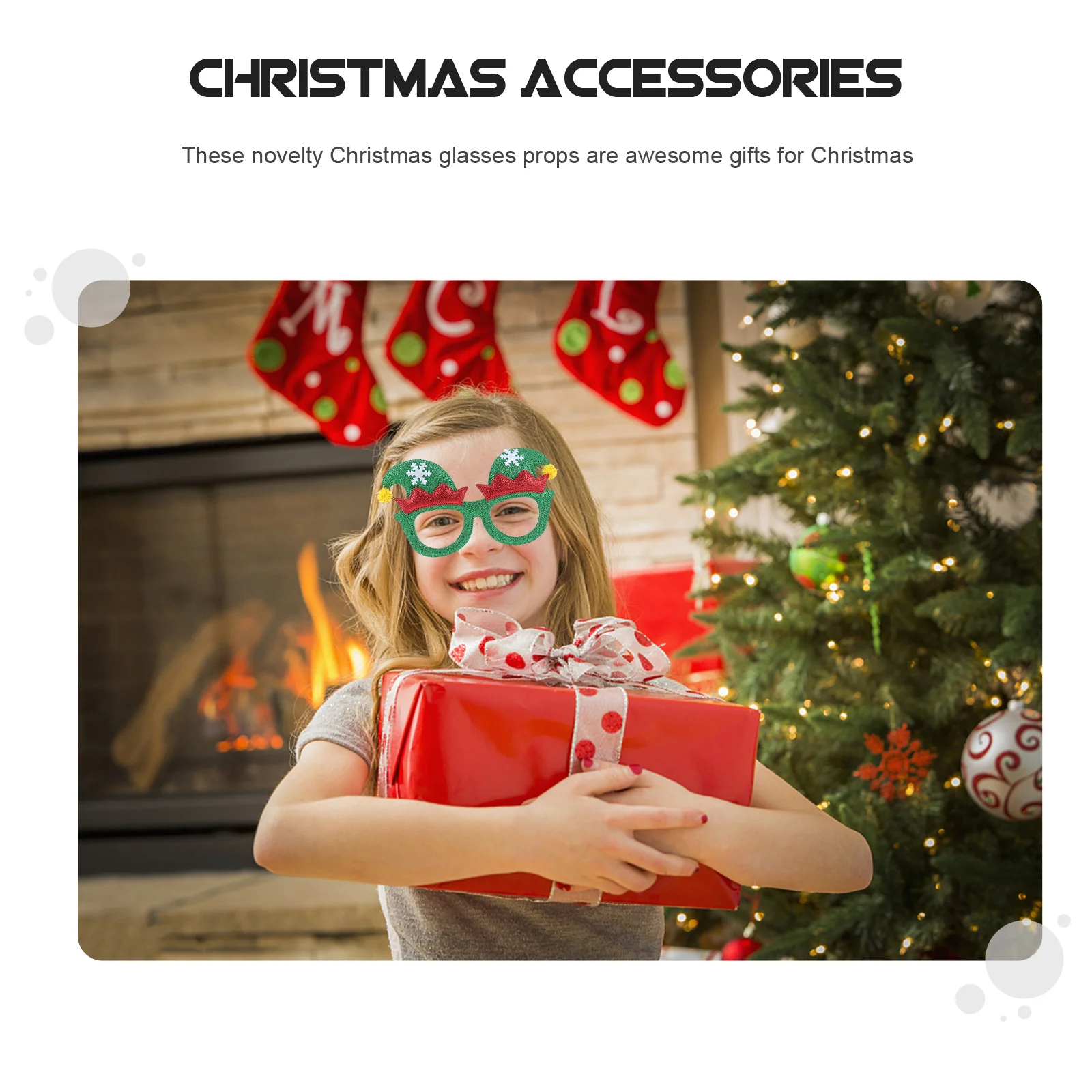 

1 Set Christmas Themed Glasses Festival Head Wear Xmas Party Props Kids Gifts Lightweight Design For Masquerade Cosplay Events
