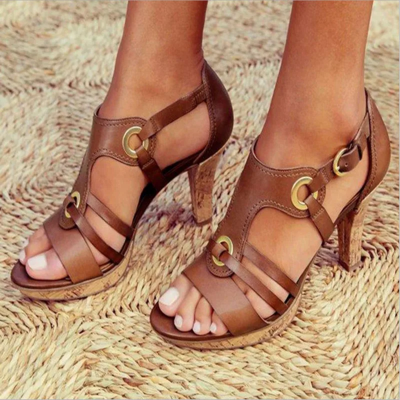 Woman Shoes Plus Size 35-43 Summer Fashion Roman Open Toe Heels Outdoor Leisure Sandalias De Mujer Comfortable Gladiator Sandals