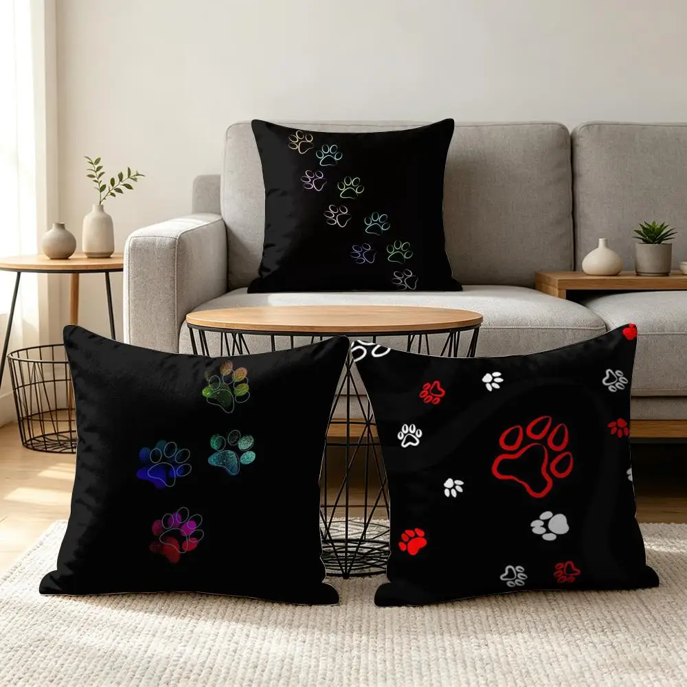 Dog Footprint Paw Cute Cushion Cover Soft Short Plush Pillow Cover Smooth Cozy Texture Aesthetic Cushion Case Home Decor