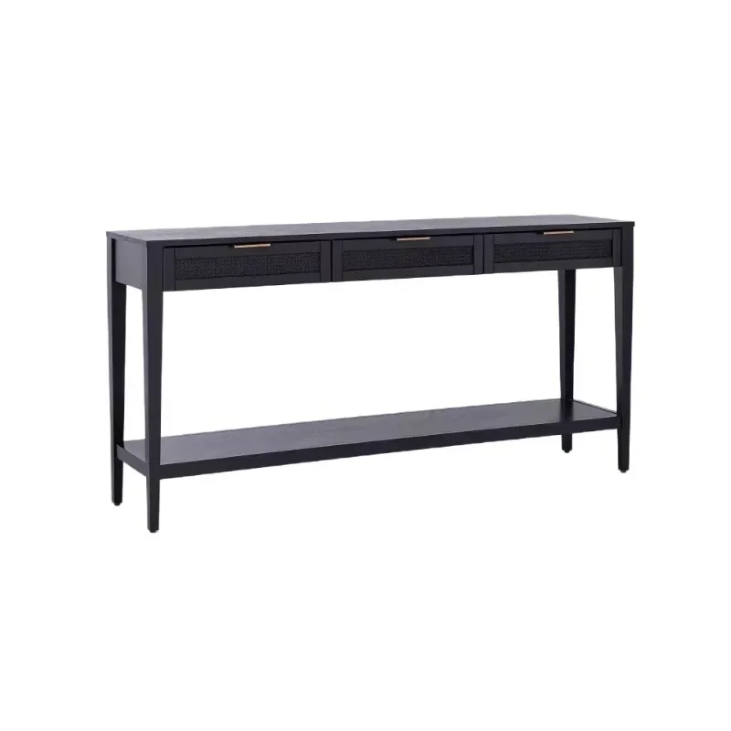 

Retro solid wood entrance table The medieval style living room entrance hall side table is decorated against the wall