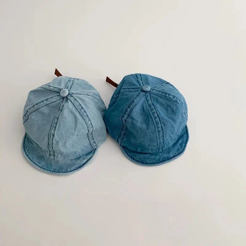 Denim Baby Baseball Caps Korean Style Soft Brim Boy Girl Peaked Cap Vintage SummerToddler Kids Sunscreen Hat