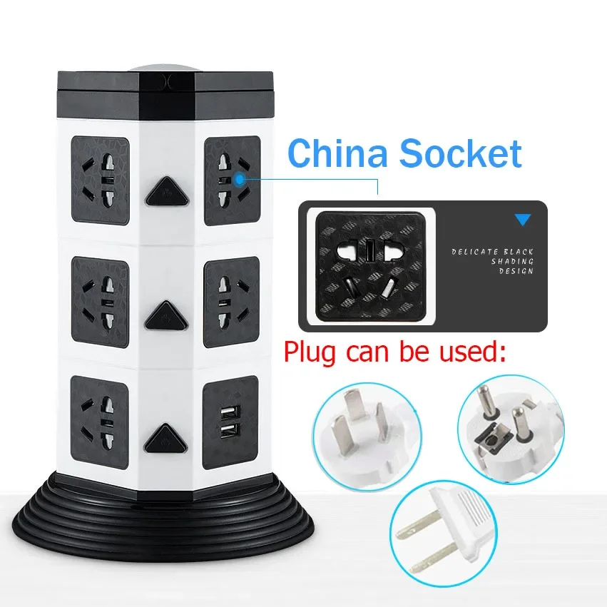 Imagem -06 - Tower Power Strip Vertical Desktop Multi Socket Cabo de Extensão Proteção contra Sobrecarga 11 15 Tomada com Dual Usb 18 m