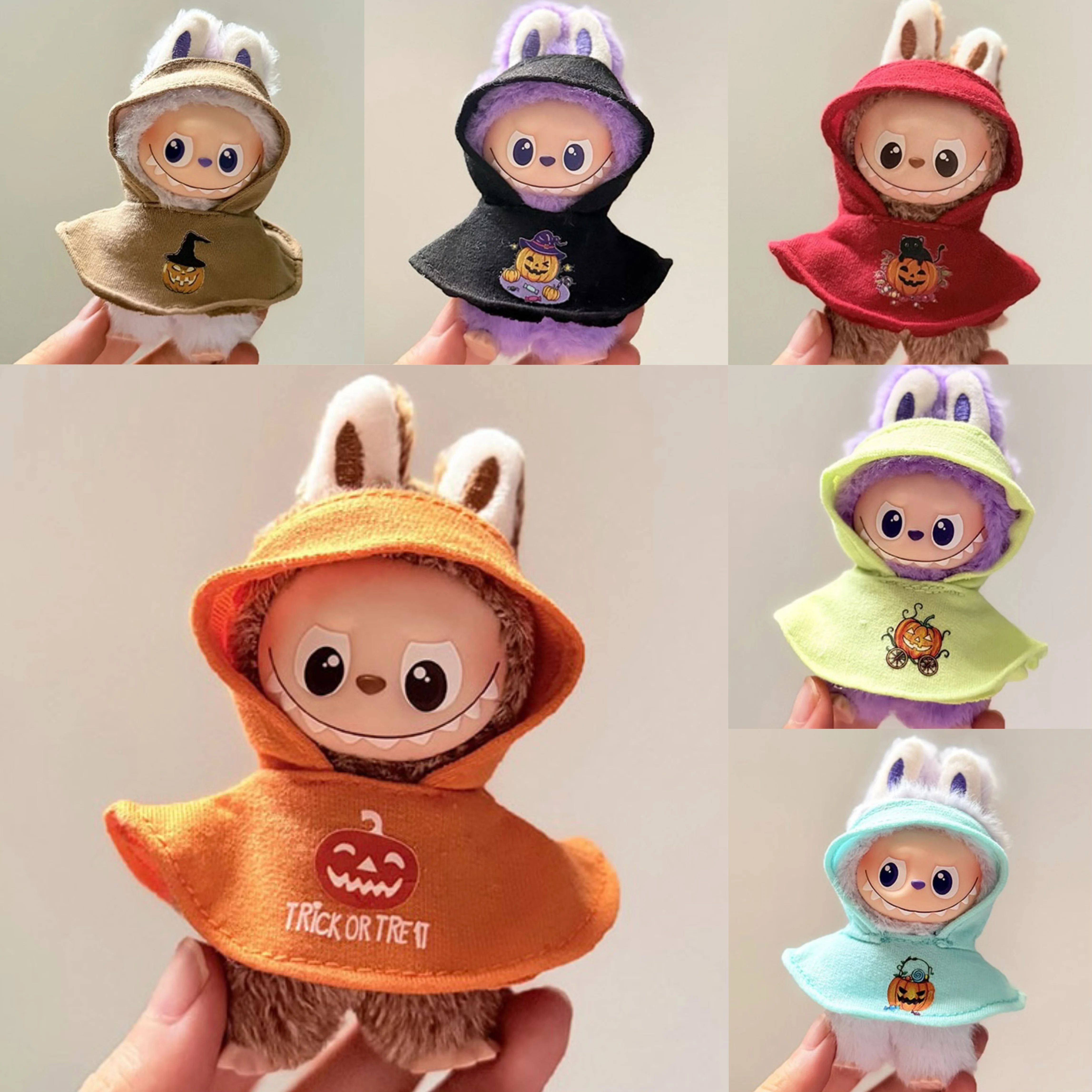 

Halloween Cloak Clothes for 10cm Labubu V4 Cute Pumpkin Poncho Suit for Mini Labubu 4.0 Doll Outfit Accessories for Ropa Labubu