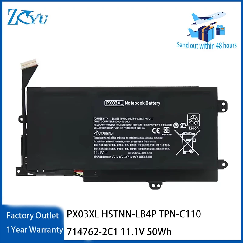 Batería PX03XL para HP ENVY 14 Sleekbook HSTNN-LB4P TPN-C110 714762-2C1 11.1V 50Wh
