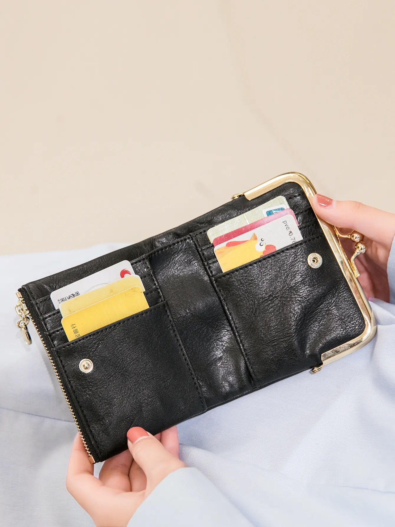 

MIYIN Bifold Vintage Leather Wallet Women Coin Purse With Zipper And Kiss Lock For Women Wallet Mini Wallet Purse Wallet Small Wallet Cute Wallet Wallet Fall