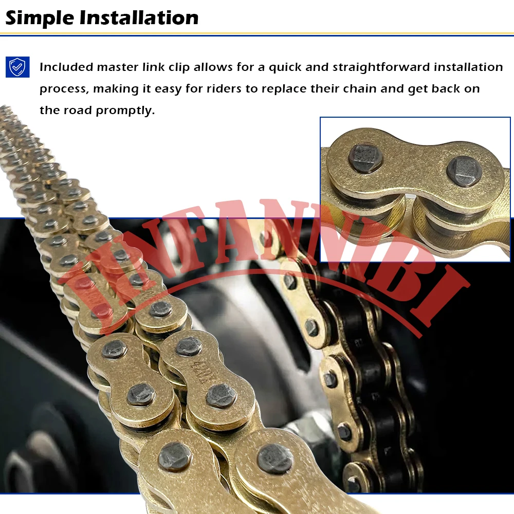 Gold 420 X-Ring Chain 132 Links w/ Connecting Master Link for Aprilia RS50 2006 2007