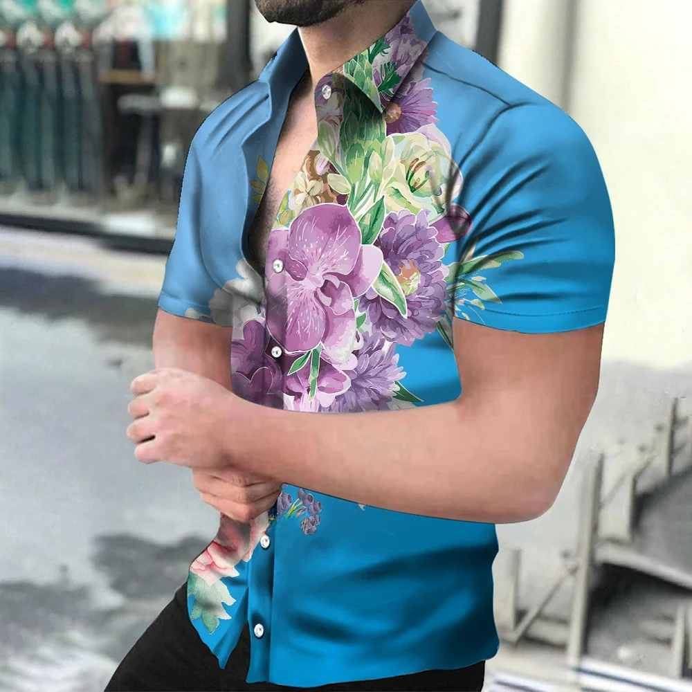 

Casual 3D Printed ort Sve irt Men's Loose Fit Thin Material Spring Summer Youth ular Sle Wide Collar Button down