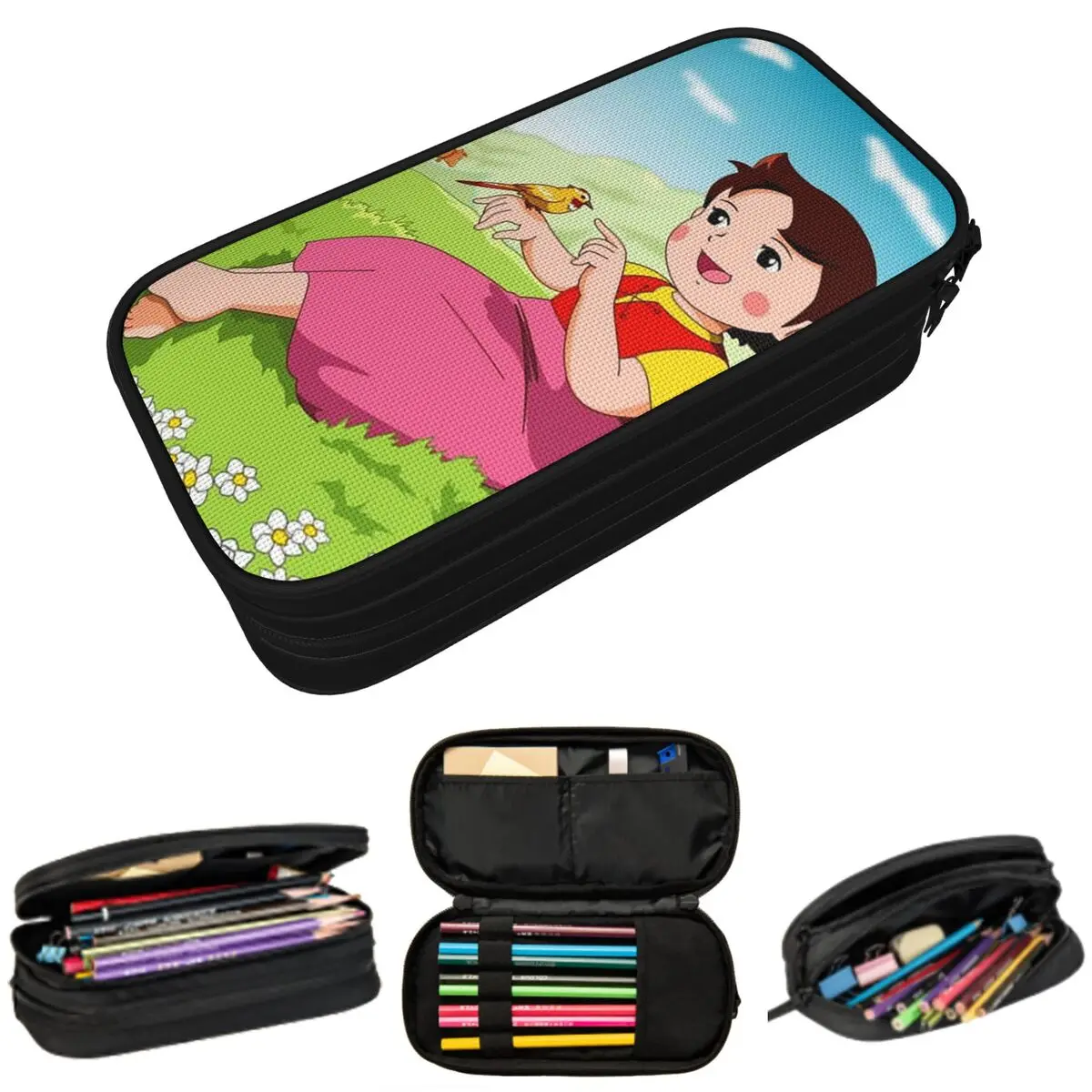 

Пенал для карандашей с изображением аниме-персонажа Хайди из «Хайди, девочка из Альп», для детей, школьный пенал, сумка для канцелярских принадлежностей, держатель для ручек