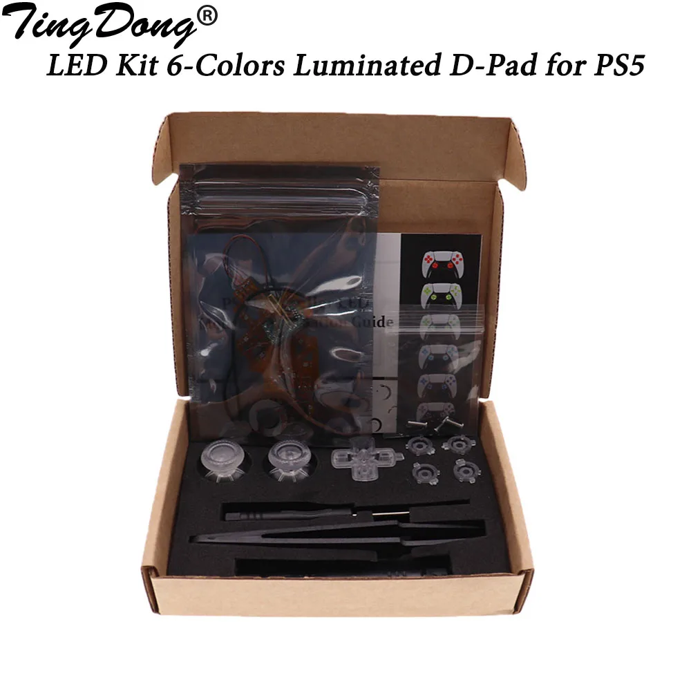 For PS5 Controller DIY Color Light Board 6 Colors Can Switch DIY Luminated D-pad Thumbsticks Buttons LED Kit For PS5