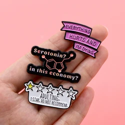ADULTING Enamel Pin Lapel Pins Badges on Backpack Funny Quotes Brooches for Women Fashion Jewelry Gifts for Friends