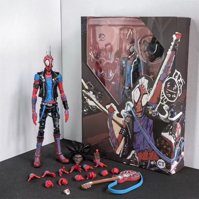 

16cm New Ct Punk Marvel Spiderman Action Figure Toys Hobart Brown Spider Man Multiple Accessories Model Doll Toy Gifts