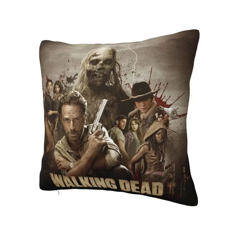 Custom Horror Zombie TV Show The Walking Dead Pillow Case Decoration Modern Outdoor Cushions Square Pillowcase