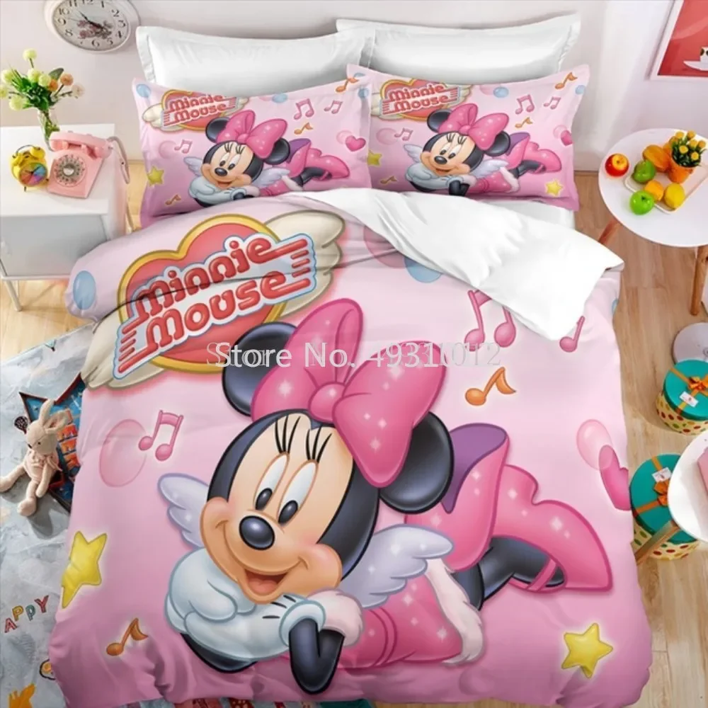 

Red Minnie Mickey Mouse Bedding Set 3D Printed 140x200 Duvet Cover Pillowcases Home Textiles for Children Full Queen