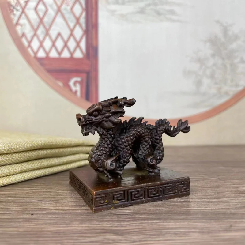 

Винтажный старинный медный Taishang Laojun Дракон Печать антикварная коллекция украшения Ретро ремесла Кабинета офиса Декор
