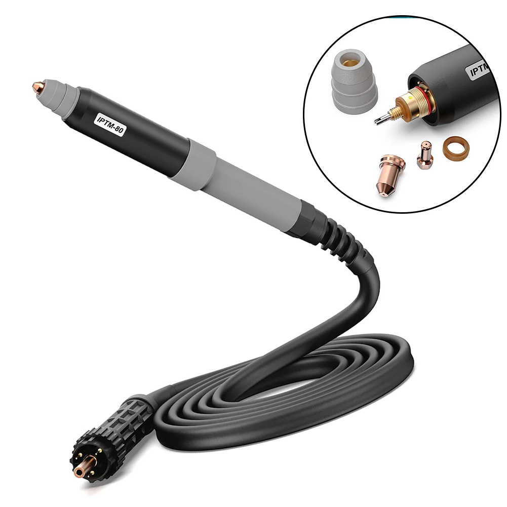 80 Amp PTM80 Plasma Cutter Straight Torch Head with Cable Length of 6 Meters Compatible with Multiple Plasma Machines