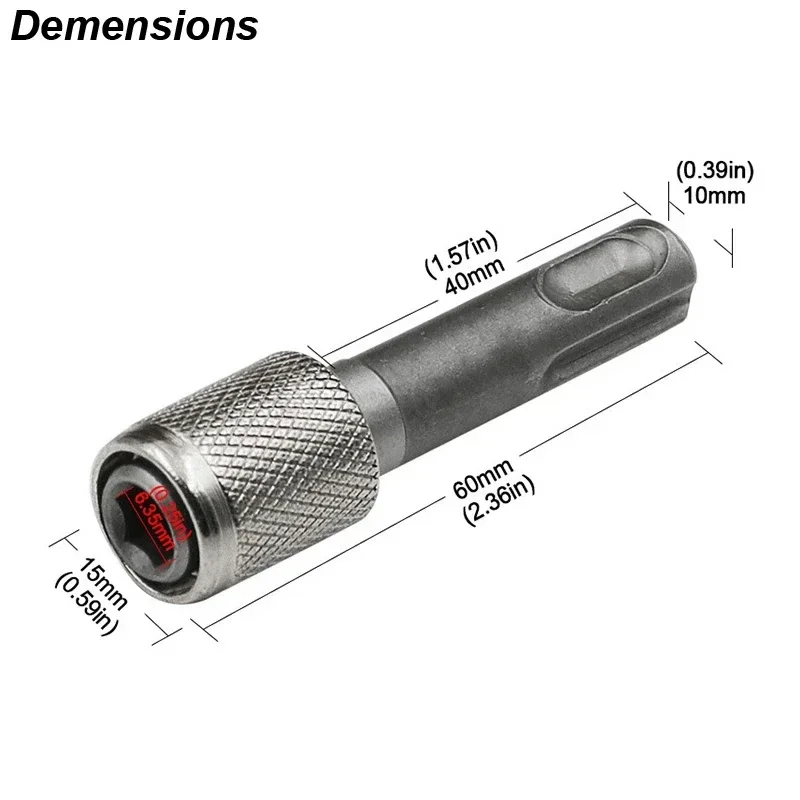 SDS Plus Convert To 1/4 Hex Shank Adapter Hexagonal Converter 1/3/5Pcs Electric Hammer Power Screwdriver Holder Impact Driver