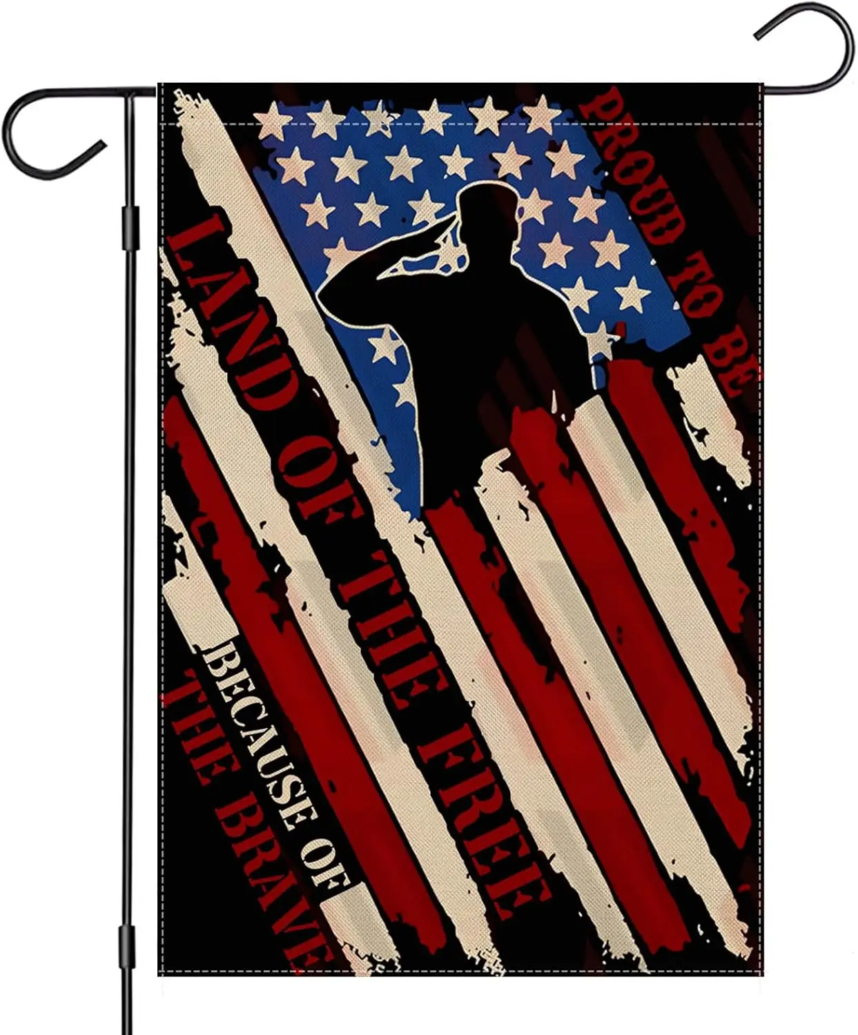 Memorial Day Garden Flags for Outside, LAND OF THE FREE Yard Decoration, Small Seasonal Outdoor Decor for Summer Independence Da