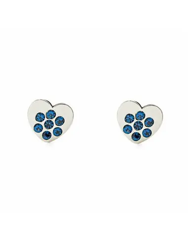 Earrings girl white gold 9k sapphire heart