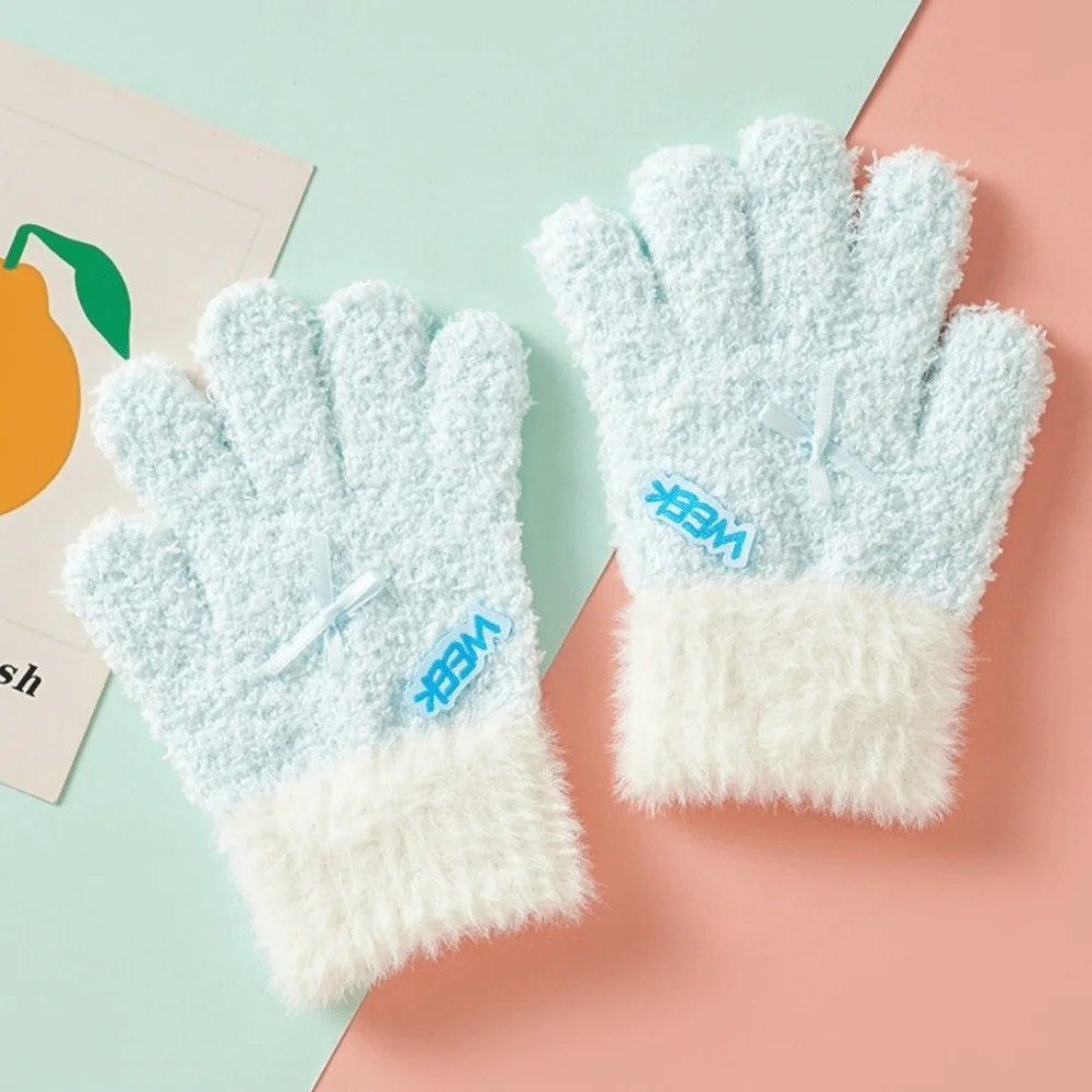 New Knitted Kids Winter Gloves Soft Warm Cuffs Children's Knit Gloves Full Finger Mittens for Young Children