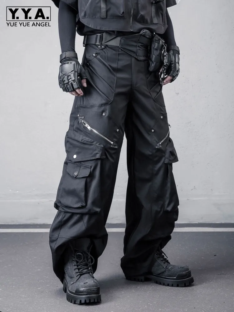 

Fashion Mens Multi Big Pockets Cargo Pants Loose Fit Long Trousers Streetwear Wide Leg Pants Casual Male Spring Straight Pants