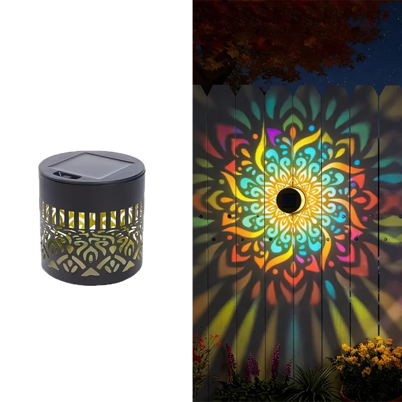 Solar Mandala Zonnebloem Projector Wandlamp Buiten Tuindecoratie Landschapsverlichting voor Patio Tuin Landgoed Veranda Binnenplaats