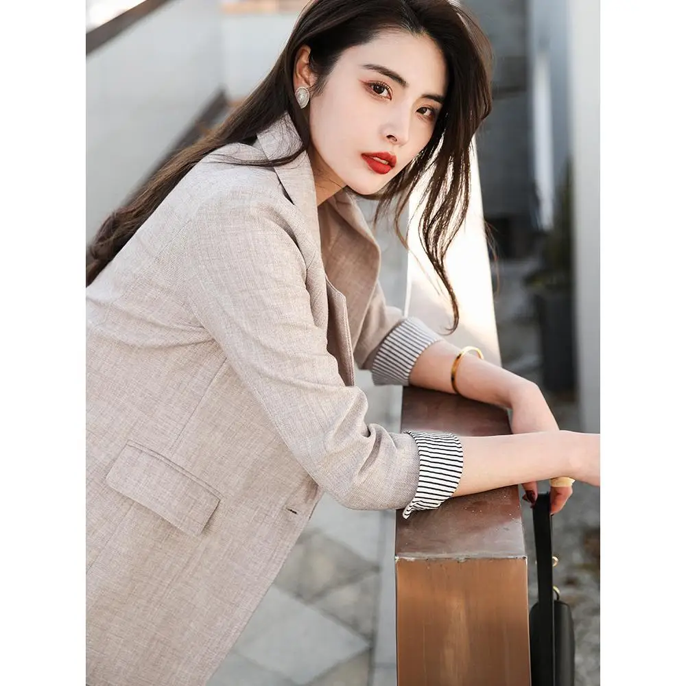 2024 New Blazers Coat Women's Spring and Autumn Casual Temperament Elegant Waist  Blazer Jacket Women Coat