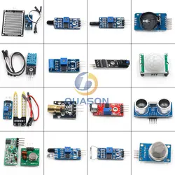 16pcs/lot  pi 2 3 the sensor module package HC-SR04 501 DHT11 DS3231 KY-008 Sound Rain Soil sensor for arduino kit