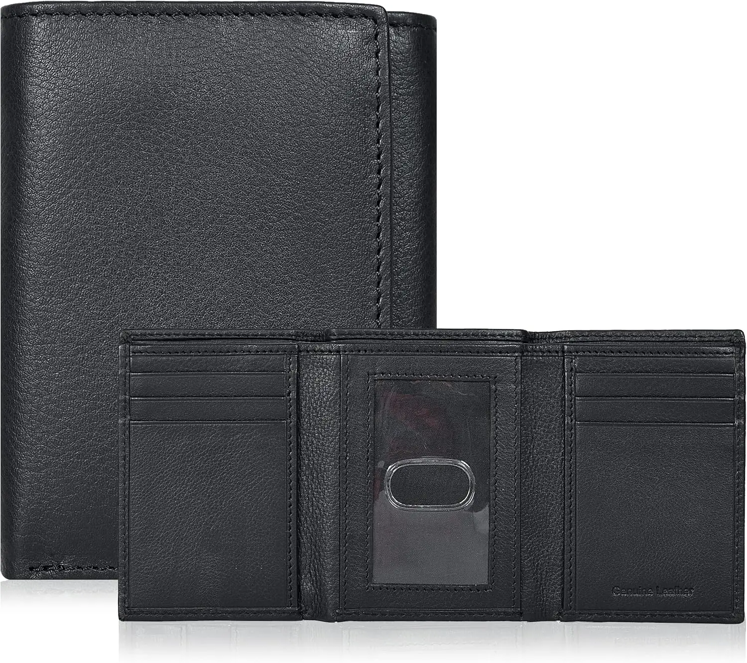 

Мужской тонкий кожаный кошелек с RFID-защитой, 1 отделением для ID-карты и 6 слотами для карт, минималистичный дизайн для переднего кармана
