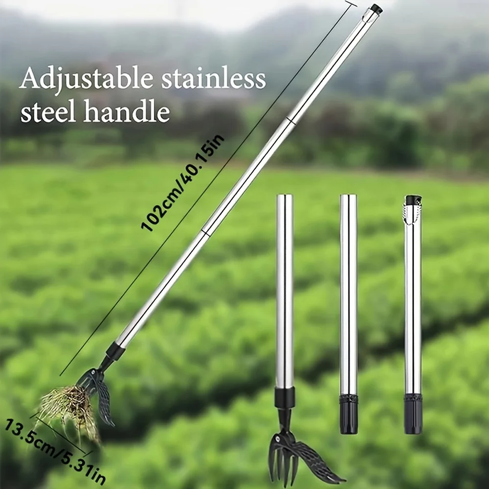 Ferramenta extrator de ervas daninhas, design destacável e resistente com garras de aço sem curvatura, extrator original de raiz de dente de leão para gramado