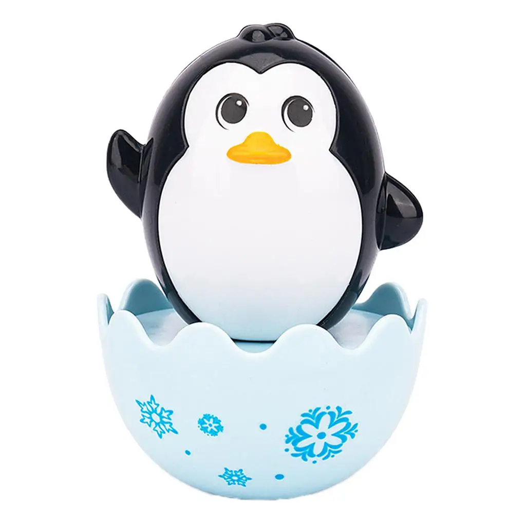 Cute Roly Poly Penguin Tumbler Toy for Infant Sensory Play Early Learning Educational Rattle Doll for Kids Baby Brain
