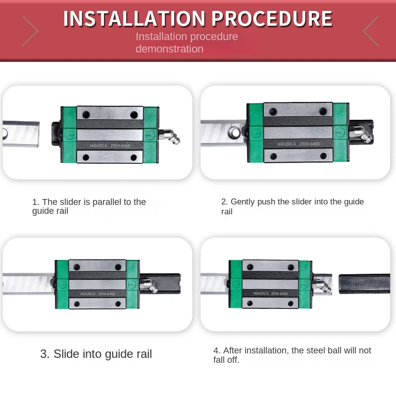 2Pcs HGR15 HGR20 Square Linear Guide Rail +4pc HGH15CA HGW15CC HGH20CA HGW20CC Slide Block flang CNC Router Engraving