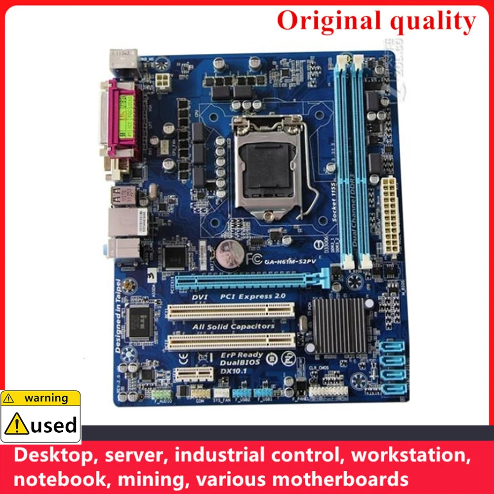 

For GA-H61M-S2PV H61M-S2PV Motherboards LGA 1155 DDR3 16GB M-ATX For Intel H61 Desktop Mainboard PCI-E2.0 SATA II USB2.0