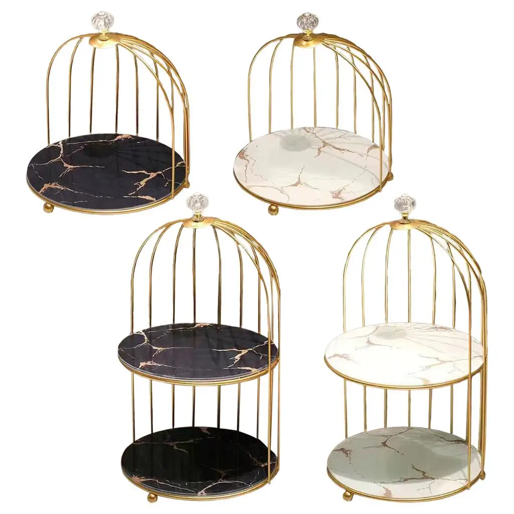 Metal Bird Cage Bathroom Countertop Organiser Vanity Tray Cosmetic & Makeup