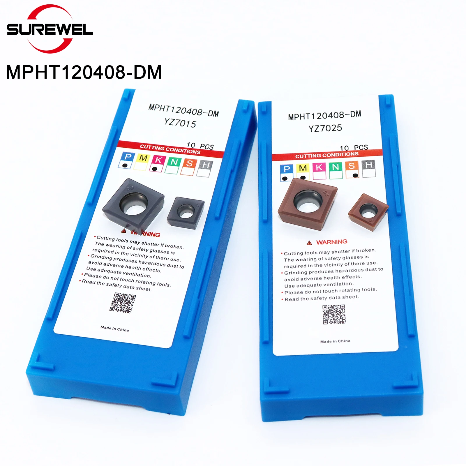 SUREWEL إدخالات الكربيد MPHT060304-DM MPHT080305-DM MPHT120408-DM أداة التفريز CNC ذات الشفرة الثلاثية الجوانب